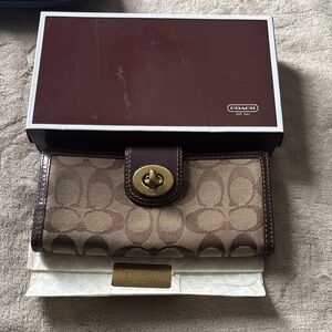 Coach Signature Brown and Tan Wallet